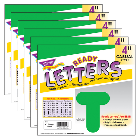 TREND ENTERPRISES Green 4" Casual Uppercase Ready Letters®, PK6 T458